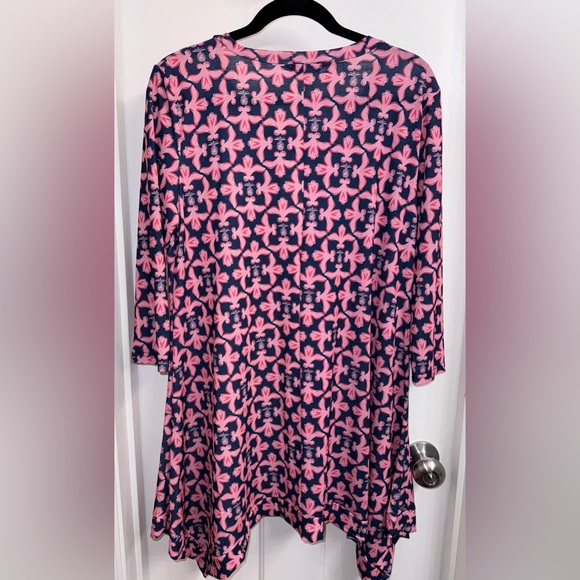 Simply Southern Sweet Damask Dress with pineapple print in Pink/Red/White/Blue - Picture 7 of 14